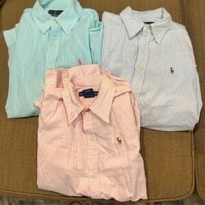 Lot of 3 size medium Ralph Lauren polo long sleeve shirts.